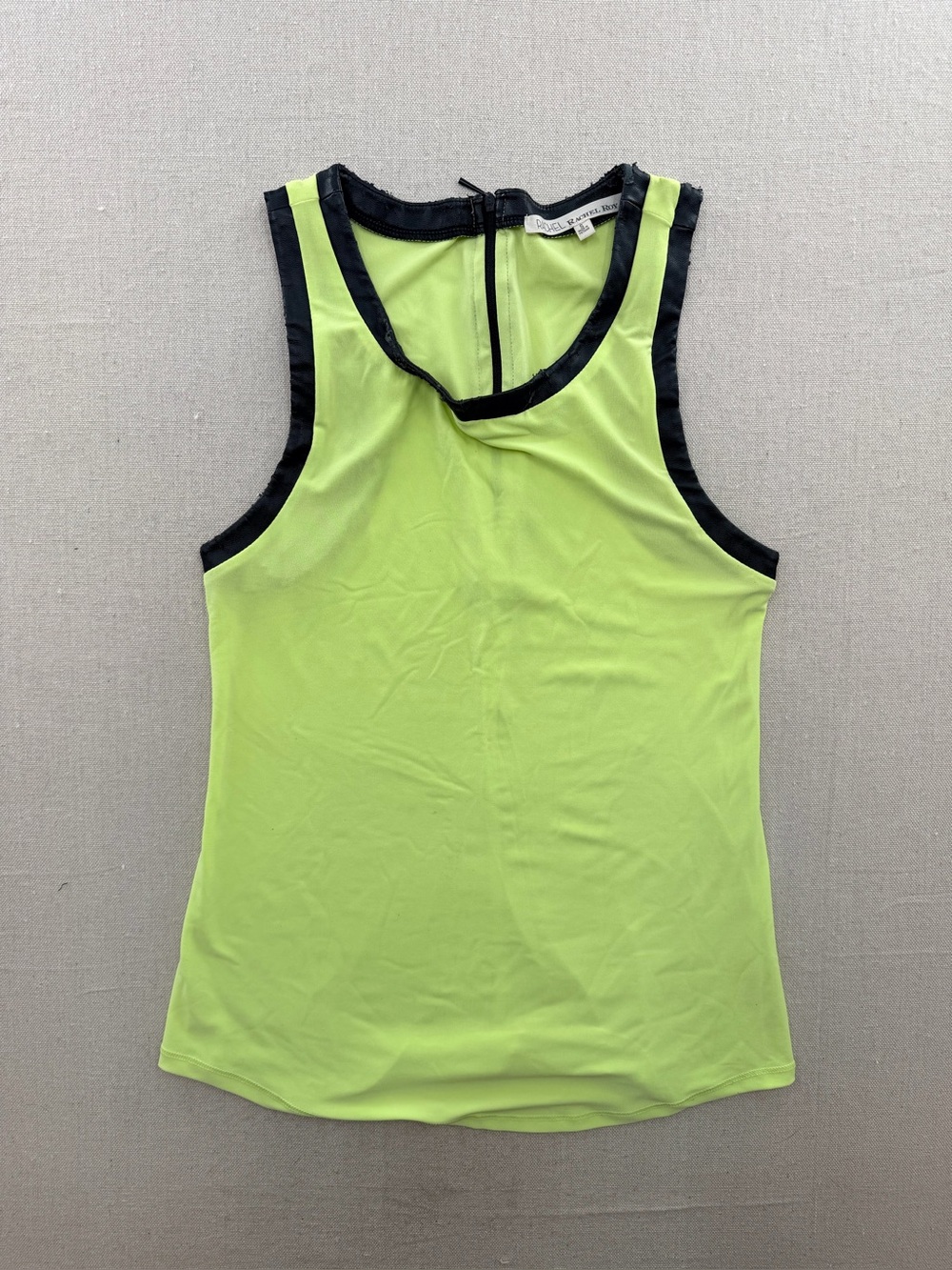 RACHEL Rachel Roy Neon Lime and Black Contrast Trim Tank